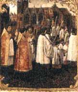 Ancient painting which depicts a solemn procession in honor of the miracle