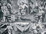 An artistic depiction of angels surrounding a central figure, likely representing a religious scene.