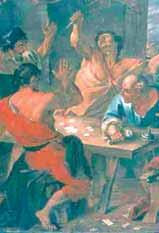 A dramatic scene depicting individuals reacting with shock and horror, possibly related to a religious event.