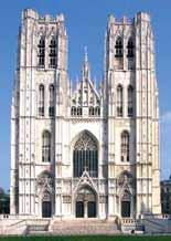 A photograph of the exterior of the Cathedral of St. Gudula in Brussels.