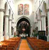Interior of the Church of San-Waldetrudis, where the Herentals Eucharistic miracle is commemorated with annual processions.