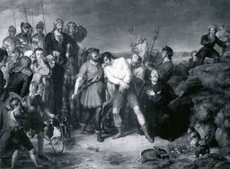 A historical painting depicting a group of people around a central figure, likely related to the miracle.