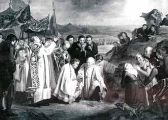 A religious scene depicting a group of clergy and people gathered around a miraculous event.