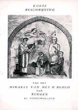 Uma ilustração mostrando figuras religiosas em um cenário cerimonial, relacionado ao milagre de Bergen.