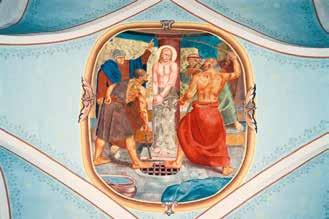 A fresco depicting a scene with figures around a central figure, possibly a religious theme.