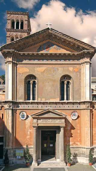 Exterior of St. Pudenziana Church, Rome, linked to the miraculous imprint of the Host from the Eucharistic miracle.