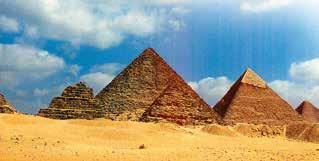 Image of the pyramids in Egypt, showcasing their iconic triangular shapes against a blue sky.