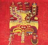A colorful depiction of a traditional design with intricate patterns and symbols.