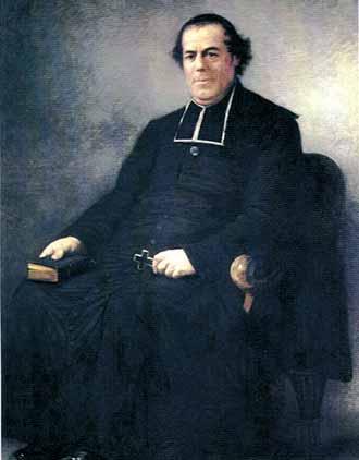 A portrait of Pierre-Benoît Noailles seated, wearing clerical attire with a book and cross.