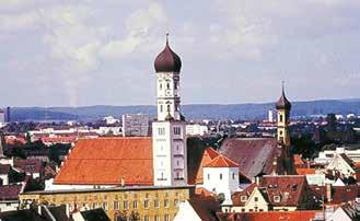 View of the Convent of the Heilig Kreuz in Augsburg, linked to the 1194 Eucharistic miracle involving a stolen Host.