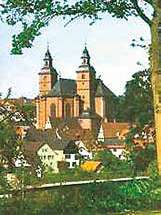Church of Saint George, Walldürn, where the 1330 Eucharistic miracle of Christ's image on the altar cloth occurred.