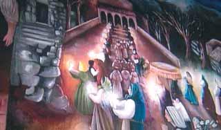 A mural depicting the various phases of the Eucharistic miracle in Alatri, Italy.