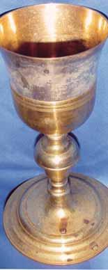 A golden chalice used during the Eucharistic miracle in Asti, Italy, 1718.