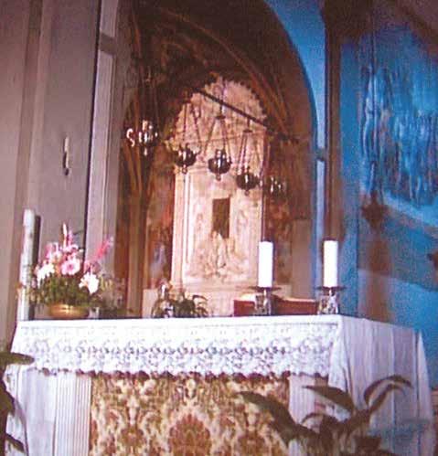 Altar in Florence's Church of Saint Ambrose, linked to the 1230 Eucharistic miracle of coagulated Blood in a chalice.