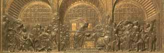 A relief depicting Saint Anthony with a crowd, illustrating the Eucharistic miracle.