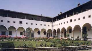The cloister of the Abbey of S. Maria of Rosano, where the miraculous statue of the Sacred Heart resides.