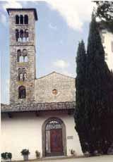 Entrance to the Abbey of S. Maria of Rosano, where the Sacred Heart statue wept and bled, fulfilling a wartime vow.