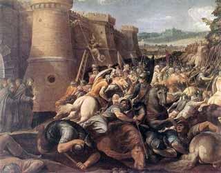 Saint Clare and the Saracens, Painting by Pietro Giordano, Holy Cross Monastery, Egnazio Magliocca.