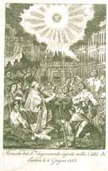 An illustration depicting a miraculous event involving the Host in a historical setting.