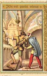 A historical illustration depicting a scene related to the Eucharistic Miracle in Turin.