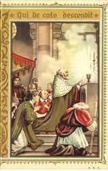 A priest performing a religious ceremony with attendees in a church setting.