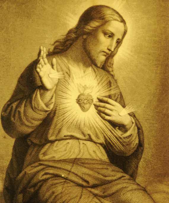 An image of Jesus with a radiant heart, symbolizing divine love and compassion.