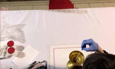 Photo showing the sample being collected from the Host