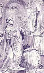 Antique print depicting the miracle