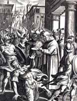 Antique image which shows the miracle