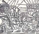 An illustration showing a historical scene related to the Eucharistic miracle in Daroca.