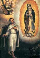 Juan Diego receiving a vision of the Virgin of Guadalupe.