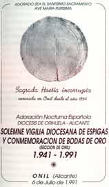 Image of a document related to the miraculous Host in Onil, Spain.