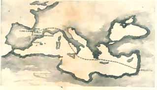 Route traveled by the Holy Chalice